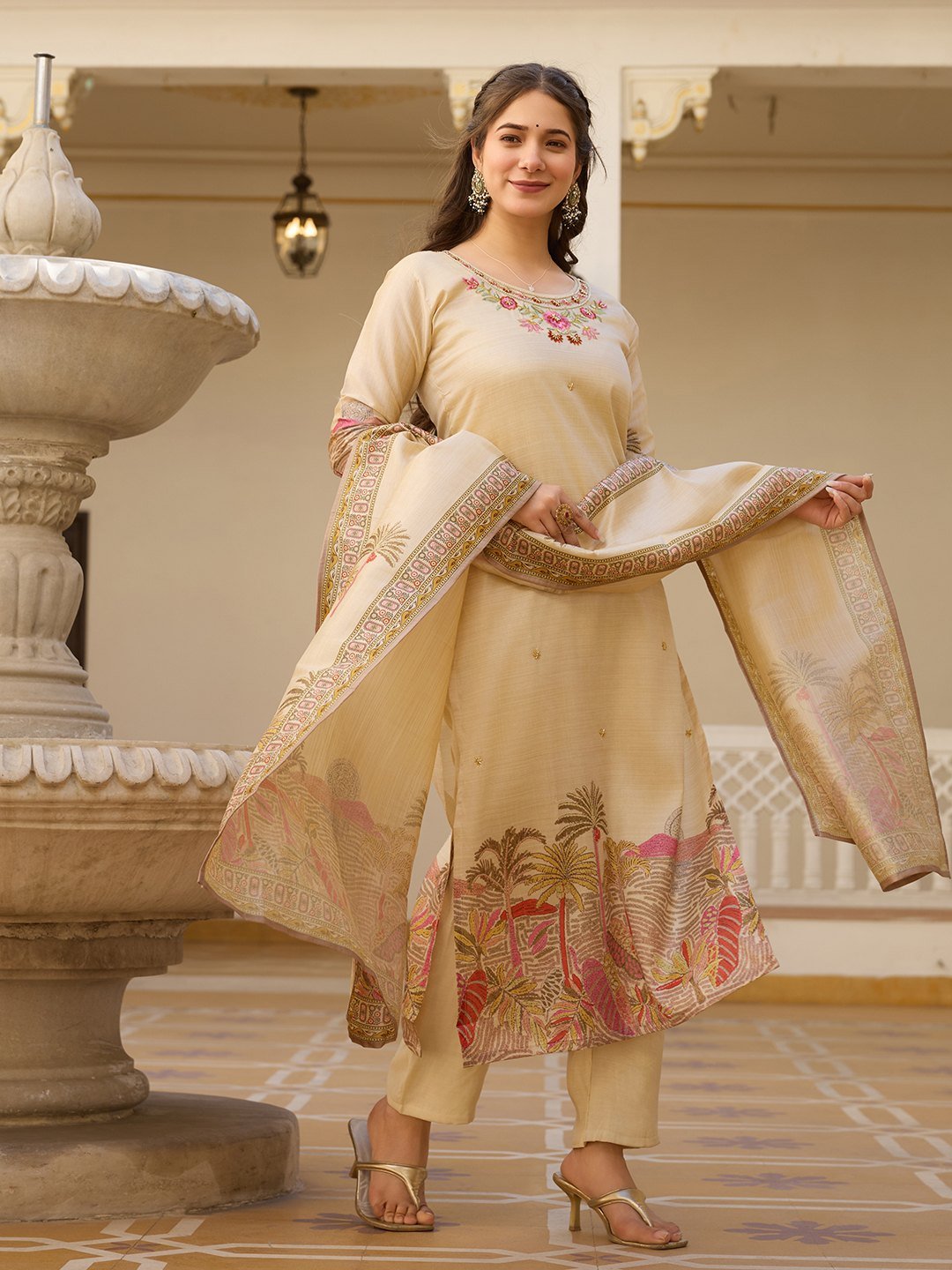 The Assam silk dupatta with its woven border held open